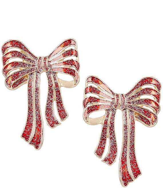 Merry & Bright Enamel Bow Drop Earrings