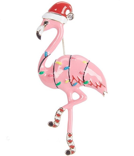 Merry & Bright Festive Flamingo Pin