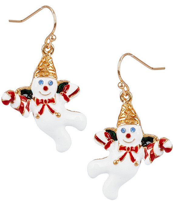 Merry & Bright Festive Flying Mr. Bingle Drop Earrings
