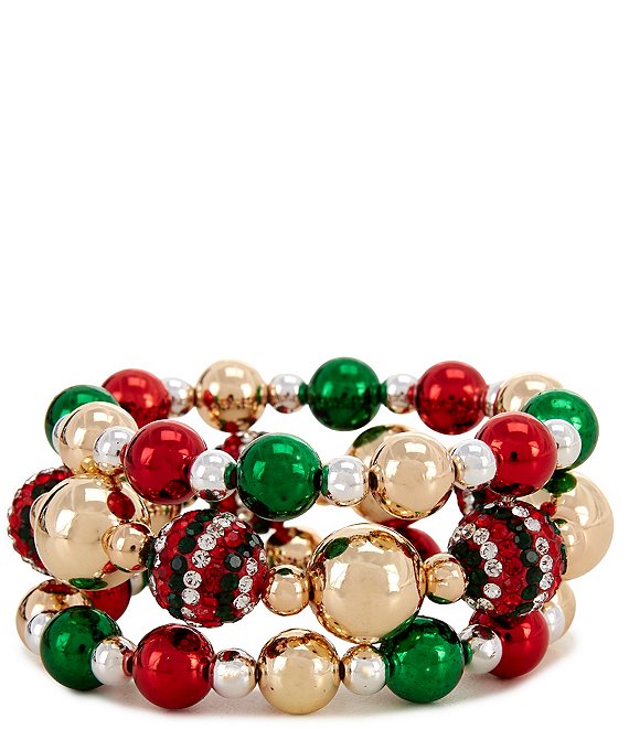 Merry & Bright Fireball Beaded Stretch Bracelet Set