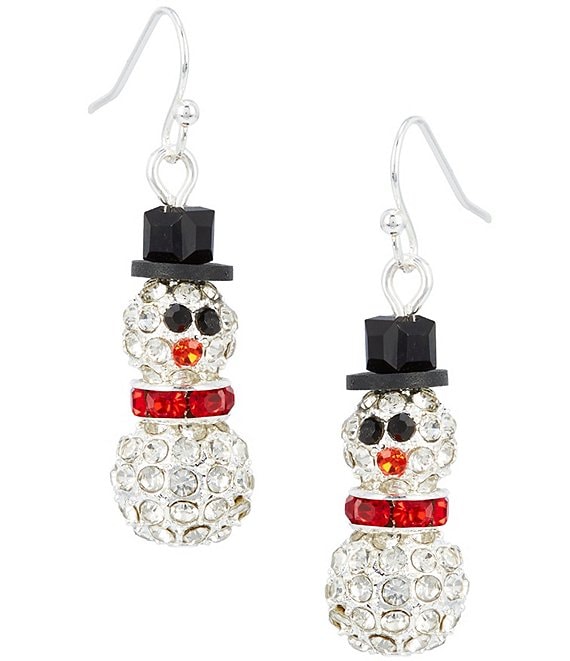 Merry & Bright Fireball Holiday Snowman Drop Earrings