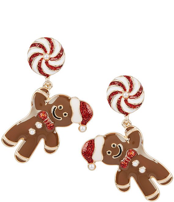Merry & Bright Gingerbread Man Drop Earrings