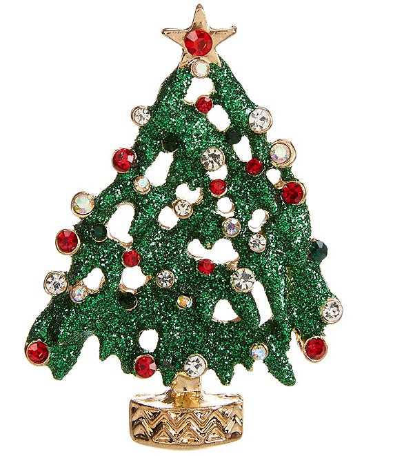 Merry & Bright Glitter Holiday Tree Pin