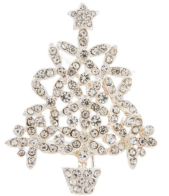 Merry & Bright Glitzy Crystal Christmas Tree Pin