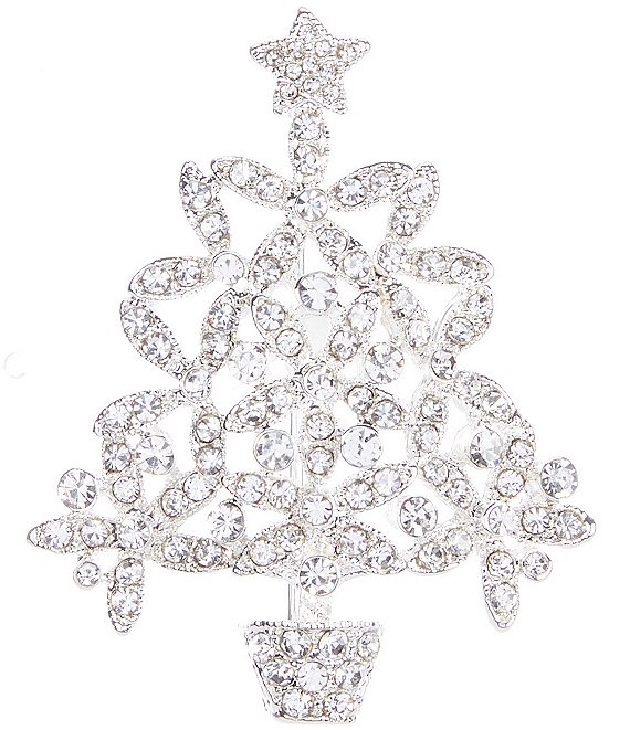Merry & Bright Glitzy Crystal Tree Pin