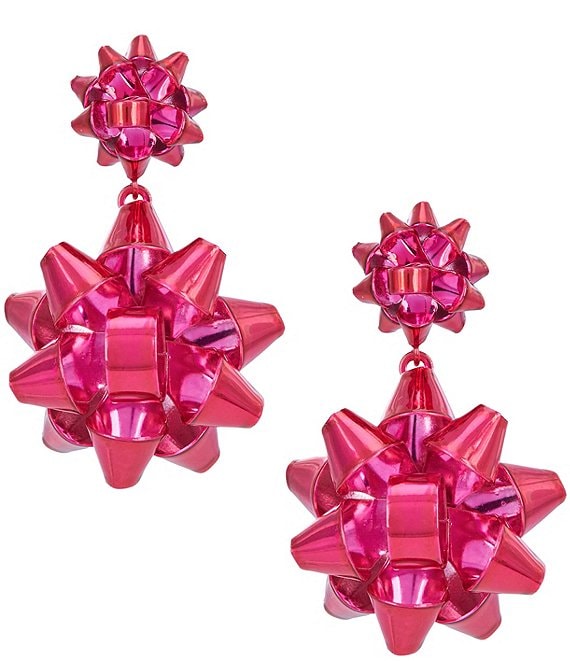 Merry & Bright Holiday Metallic Bow Drop Earrings