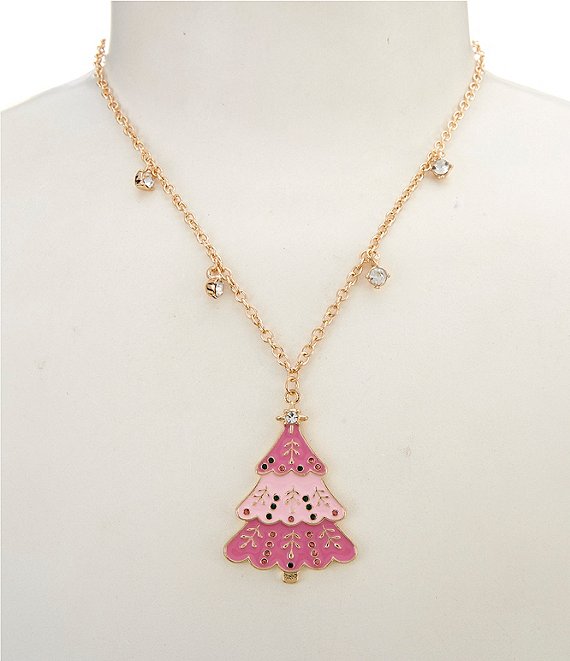 Merry & Bright Holiday Tree Long Pendant Necklace