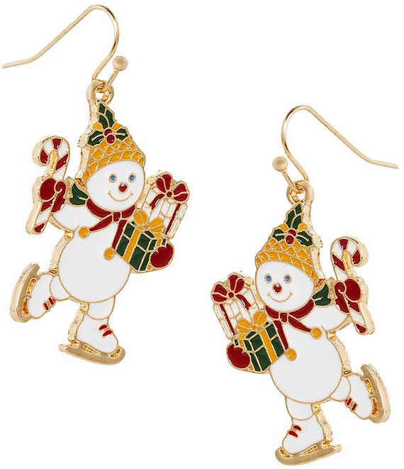 Merry & Bright Mr. Bingle Christmas Skater Drop Earrings