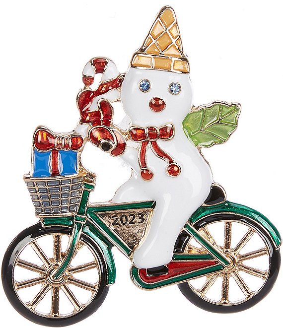 Merry & Bright Mr. Bingle Riding Bicycle Pin