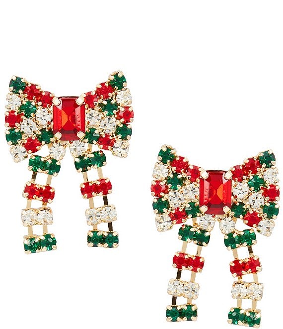 Merry & Bright Red Christmas Bow Drop Earrings