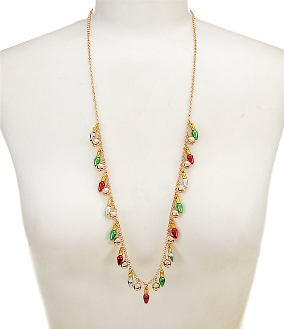 Merry & Bright Shaky Christmas Lights Long Pendant Necklace