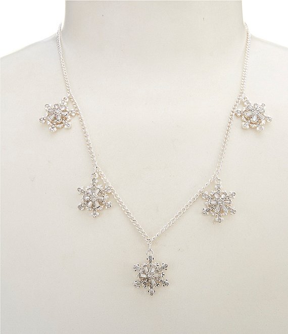 Merry & Bright Shaky Snowflakes Holiday Statement Necklace