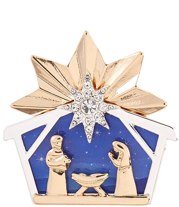 Merry & Bright Star Blue Sky Nativity Pin
