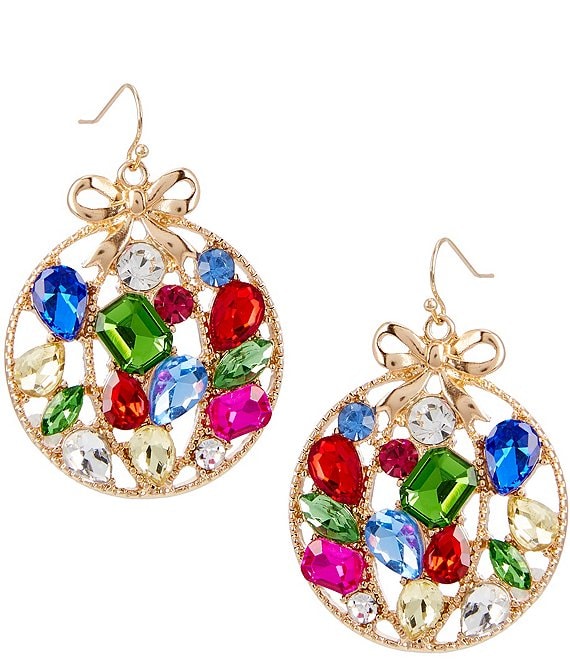 Merry & Bright Stone Embellished Ornament Drop Earrings