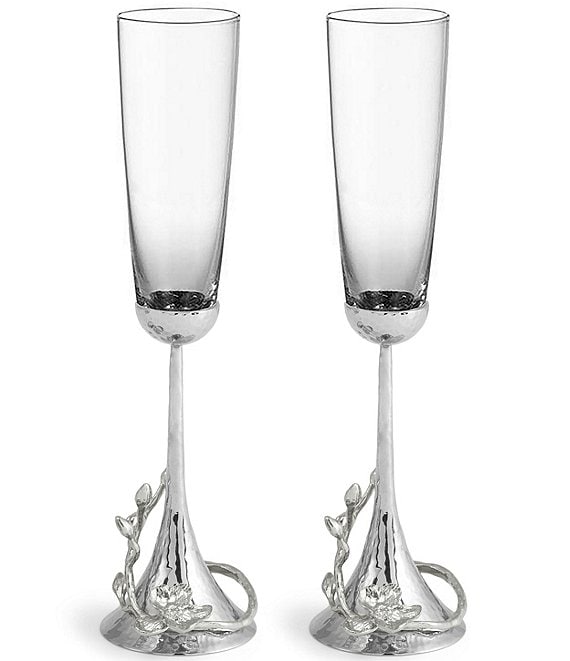 Michael Aram White Orchid Collection Toasting Flute Set