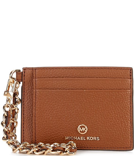 Color:Luggage - Image 1 - Jet Set Leather Charm ID Chain Card Holder