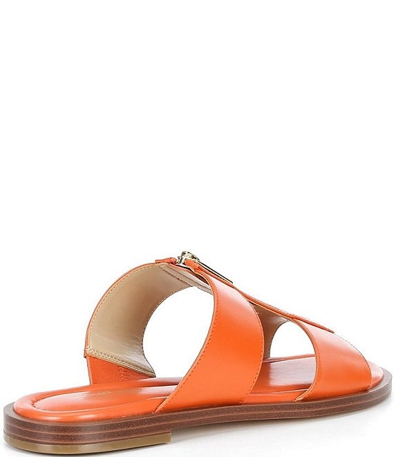 Michael Kors Berkley Leather Zip Hardware Slide Sandals | Dillard's