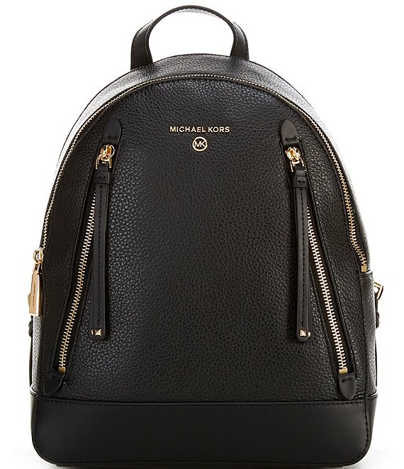 Color:Black - Image 1 - Brooklyn Medium Pebbled Leather Backpack