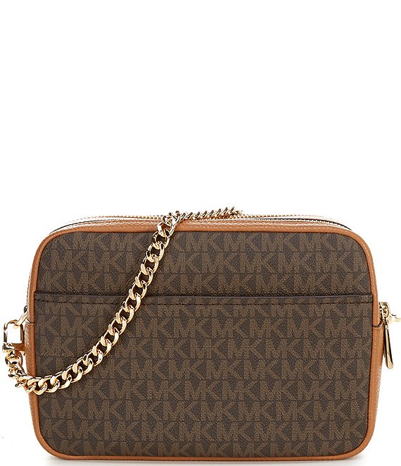 Michael Kors Bryant Logo Medium Double Zip Chain Camera Contrast