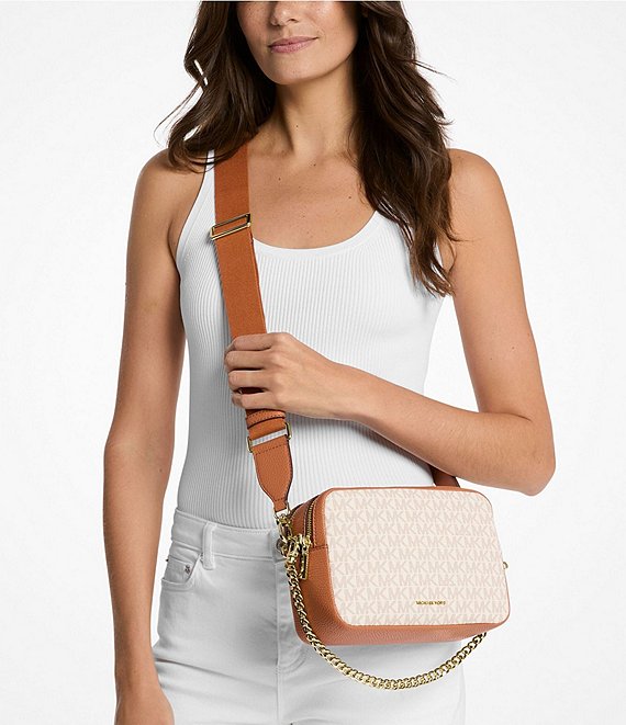 Michael Kors Bryant Logo Medium Double Zip Chain Camera Contrast