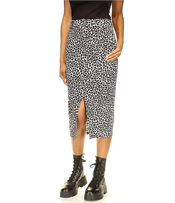 Black and white cheetah midi sales skirt