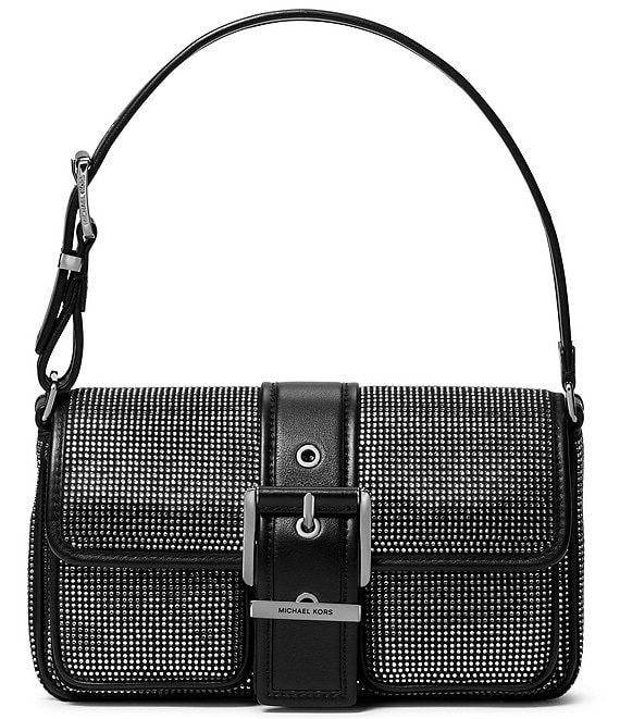 Michael Kors Colby Medium Rhinestoned Belted Shoulder Bag, Black - Image 1