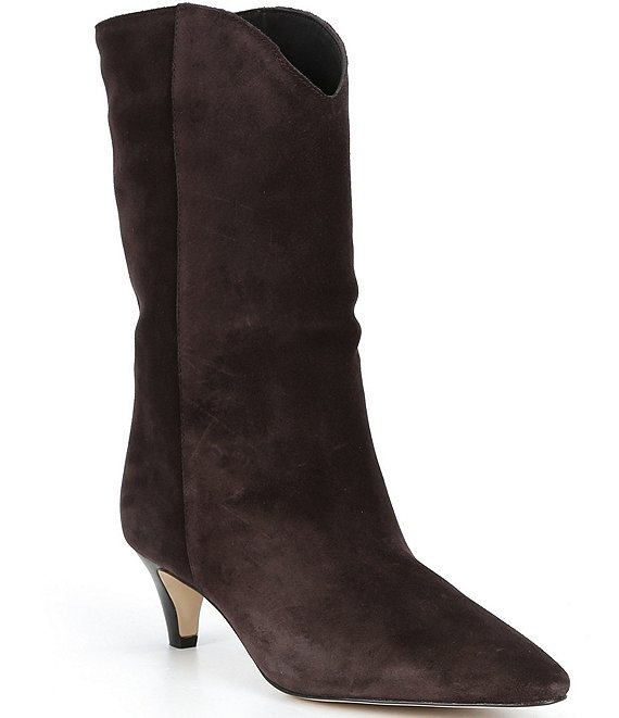 Michael Kors Daniela Suede Kitten Heel Mid Calf Boots