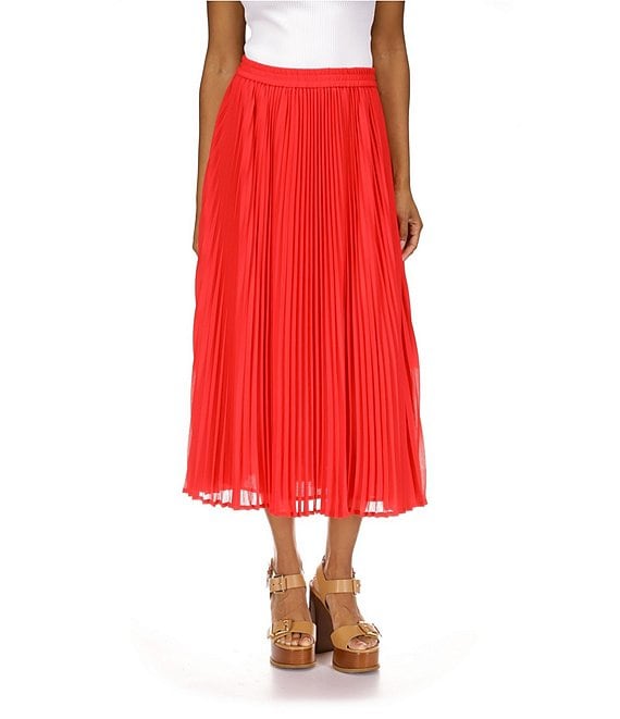 Michael Kors Pleated Elastic Waist A-Line Midi Skirt | Dillard's