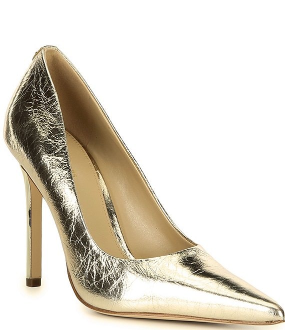 Michael Kors Elyse High Metallic Leather Pointed Toe Pumps