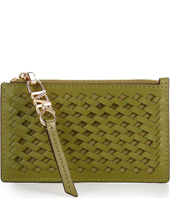 Michael Kors Empire Small Woven Leather Card Case | Dillard's