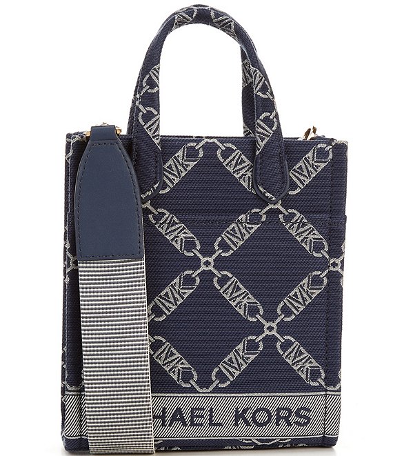 MICHAEL Michael Kors Extra Small Gigi Empire Logo Jacquard Shopper Tote Bag  in Blue