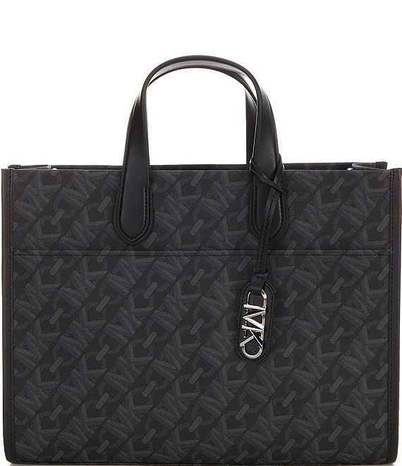 Michael Kors Gigi Large Grab Black Signature Logo Tote Bag Dillard s