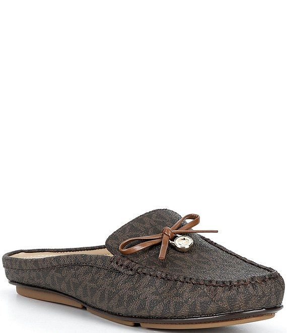 Michael Kors Greta Logo Washed Denim Bow Mules