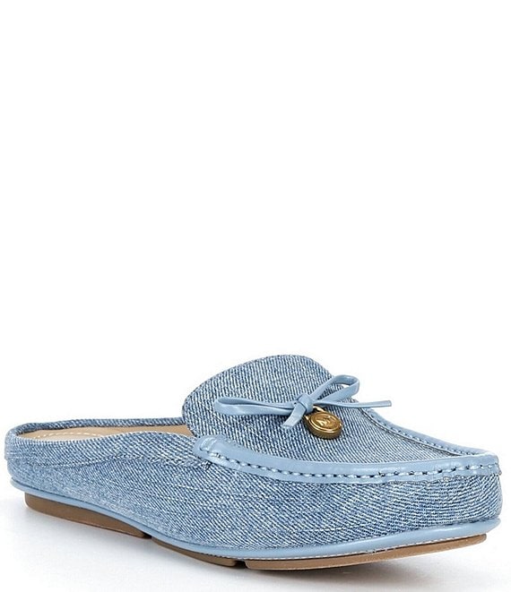 Michael Kors Greta Washed Denim Bow Mules