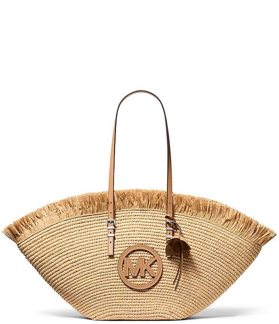 Michael Kors Isa Resort Large Fan Straw Tote Bag