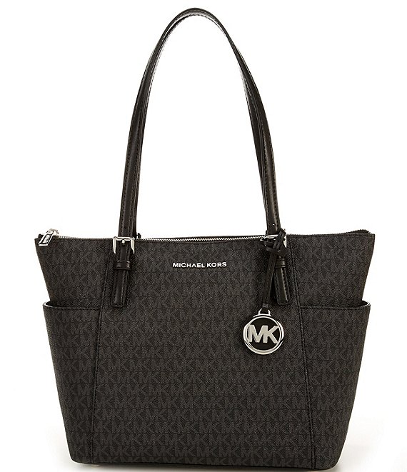  Michael Kors Jet Set Travel Large Chain Shoulder Tote Black MK  Signature : Clothing, Shoes & Jewelry