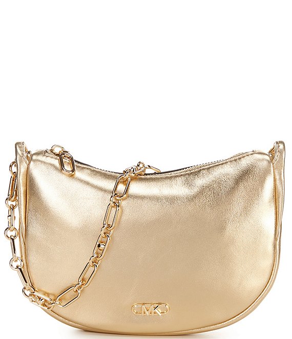 Michael Kors Kendall Small Bracelet Pouchette Chain Strap Metallic Shoulder  Bag