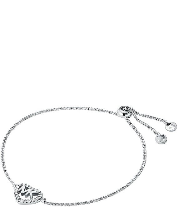 Color:Silver - Image 1 - Kors Love Heart Logo Slider Bracelet