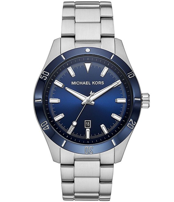 Michael Kors Layton Three-Hand Blue Dial Stainless Steel Watch | Dillard's