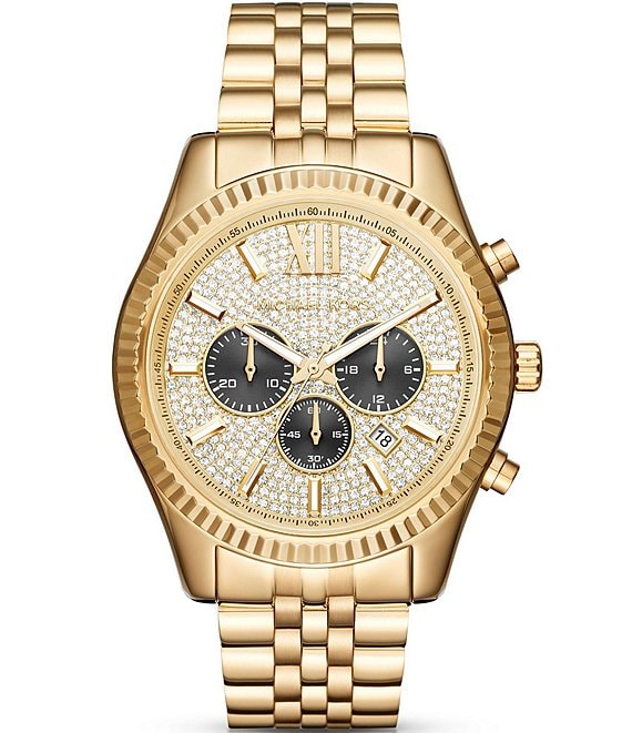 Michael Kors Lexington Pave Dial Chronograph & Date Bracelet Watch |  Dillard's