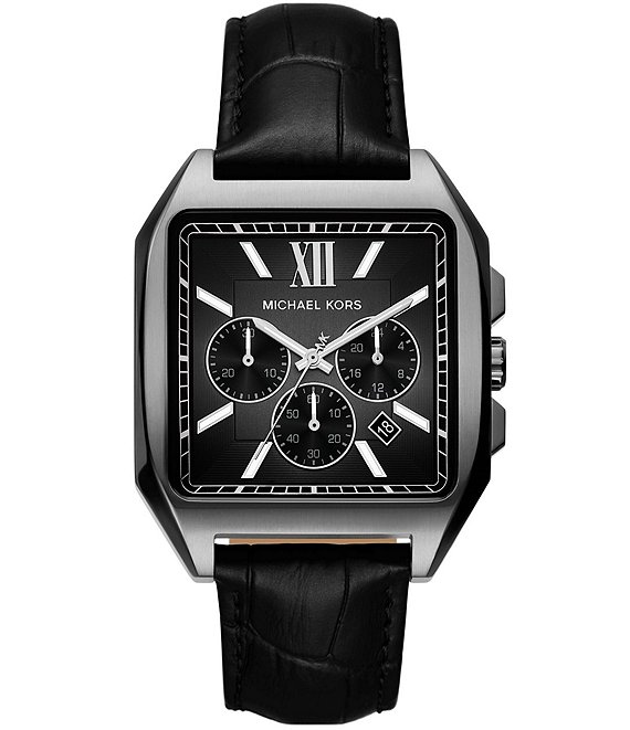 Michael Kors Men's Hayes Quartz Chronograph Leather Strap Watch