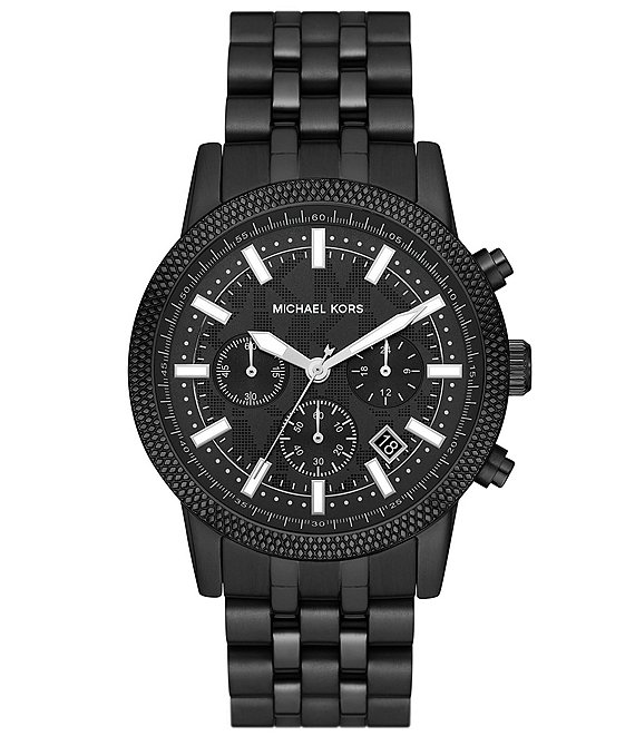 Michael Kors Men's Hutton Chronograph Black Stainless Steel Watch ...