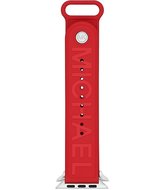 Color:Red - Image 1 - Men's Red Logo Rubber 42/44mm Apple Watch® Band