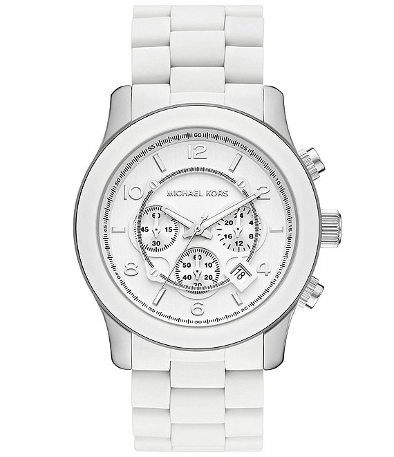 Michael Kors Men's Runway Chronograph White Silicone-Wrapped Stainless ...
