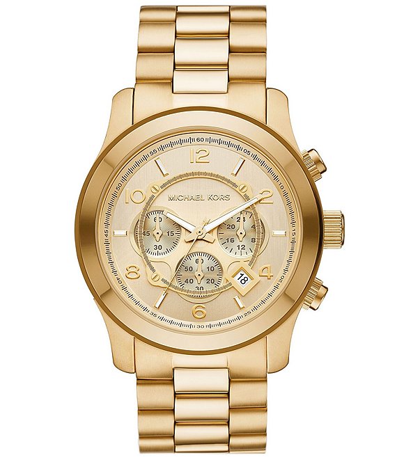 Color:Gold - Image 1 - Men's Runway Chronograph Gold-Tone Stainless Steel Bracelet Watch