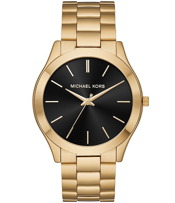 Color:Gold - Image 1 - Men's Slim Runway Gold-Tone Watch