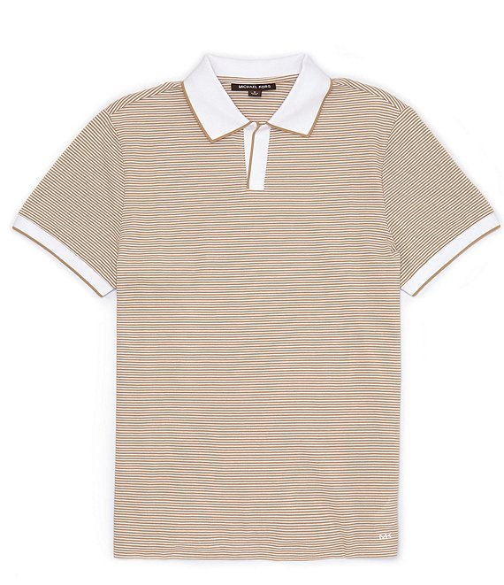 Michael Kors Mini Stripe Johnny Collar Short Sleeve Polo Shirt