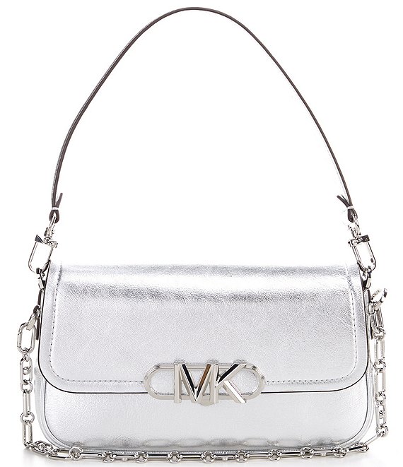 Michael Kors Parker Medium Metallic Convertible Chain Strap Pouchette Shoulder Bag