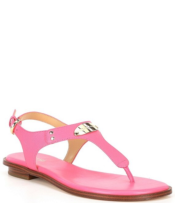 Michael Kors Plate Thong Leather T Strap Sandals Dillard s