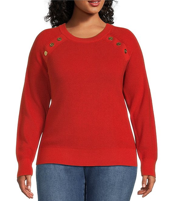 Michael Kors Plus Size Long Sleeve Crew Neck Sweater | Dillard's